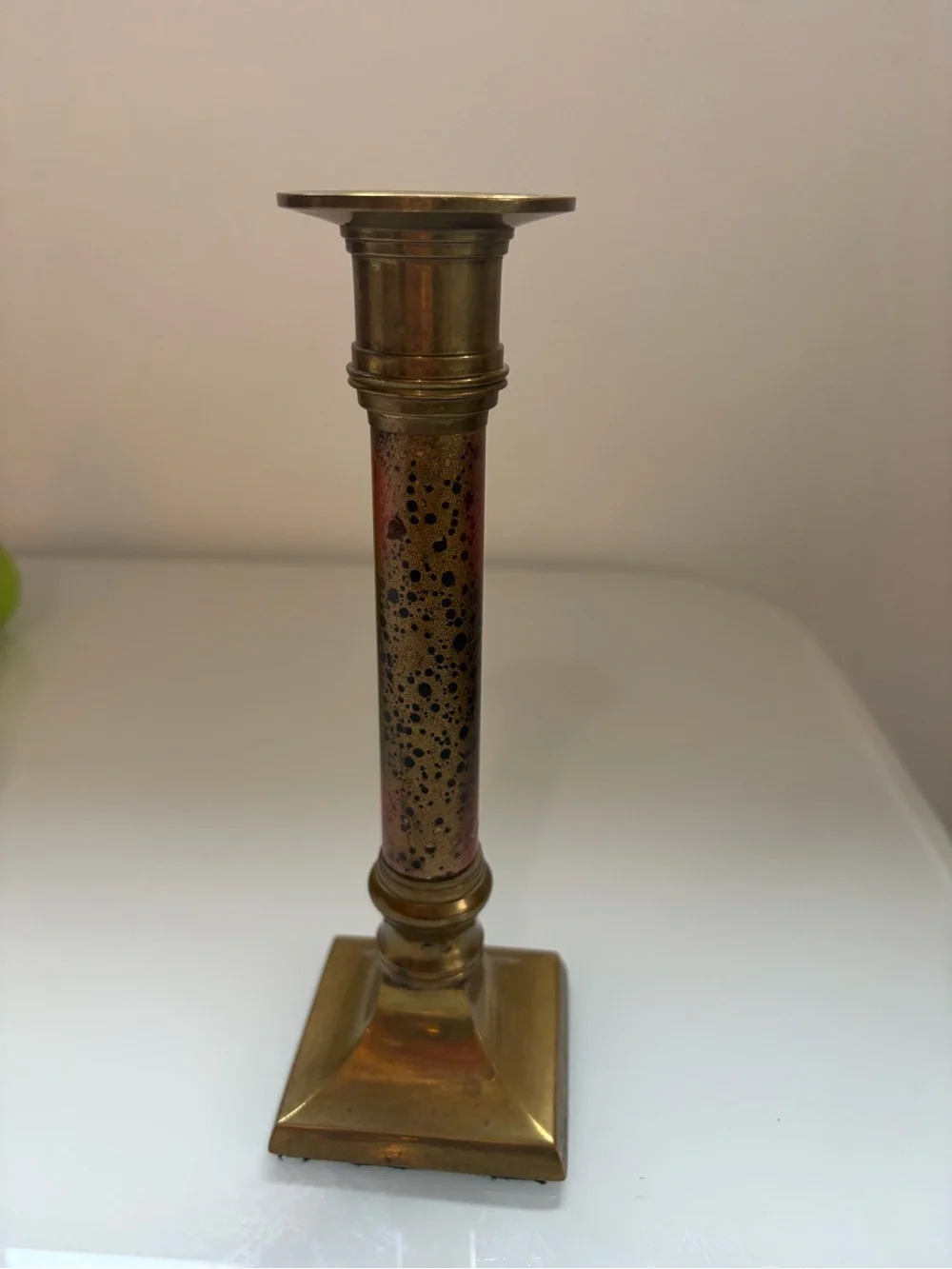Vintage Brass Speckled Column Candle Holder - Gold and Copper Finish